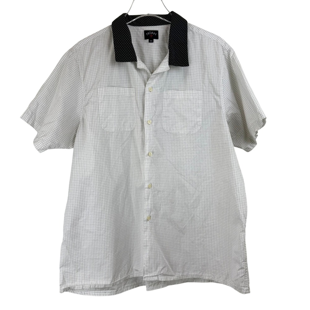 NOAH NY Men XXL White Short Sleeve Button Down Cotton CAMP SHIRT‎ LIGHTWEIGHT
